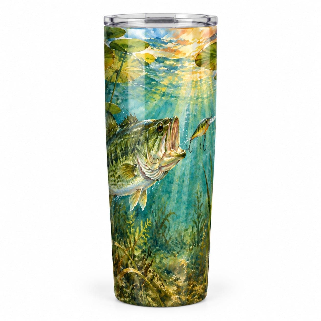Largemouth Bass Watercolor Tumbler – 20 oz Insulated Bass Fishing Gift